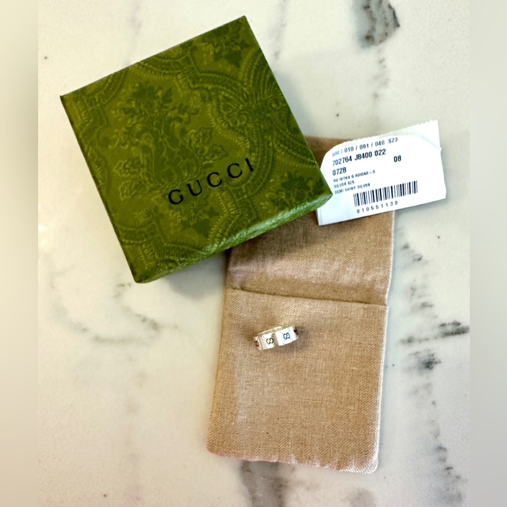 Gucci x Adidas Wide Band Sterling Silver Ring - Picture 6 of 6